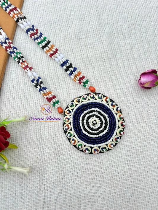 Kutchi Motira Neckpiece Naari Ratan - Multicolor beadwork necklace set