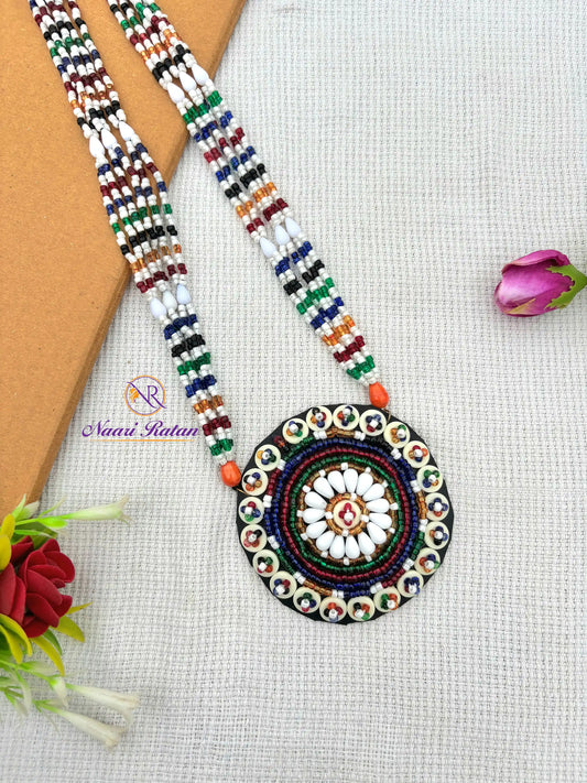 Kutchi Motira Neckpiece Naari Ratan - Multicolor beadwork necklace