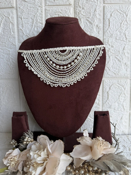 Rangeeli Layered Neckpiece Handcrafted braided choker with silver oxidized statement pendant by Naari Ratan near view