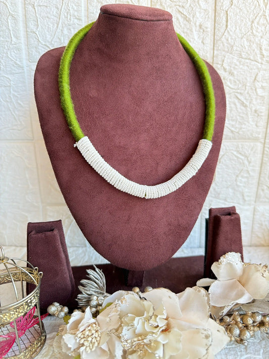 Rangeeli Layered Neckpiece Handcrafted braided choker with silver oxidized statement pendant by Naari Ratan