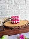 Aadhya Bangles pink thread bangles with mirror work and silver ghunghru side view