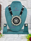 Kutchi Motira Neckpiece 02 Naari Ratan - black white beadwork necklace set