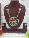 Kutchi Motira Neckpiece 03 Naari Ratan - multicolor beadwork necklace with floral mandala pendant