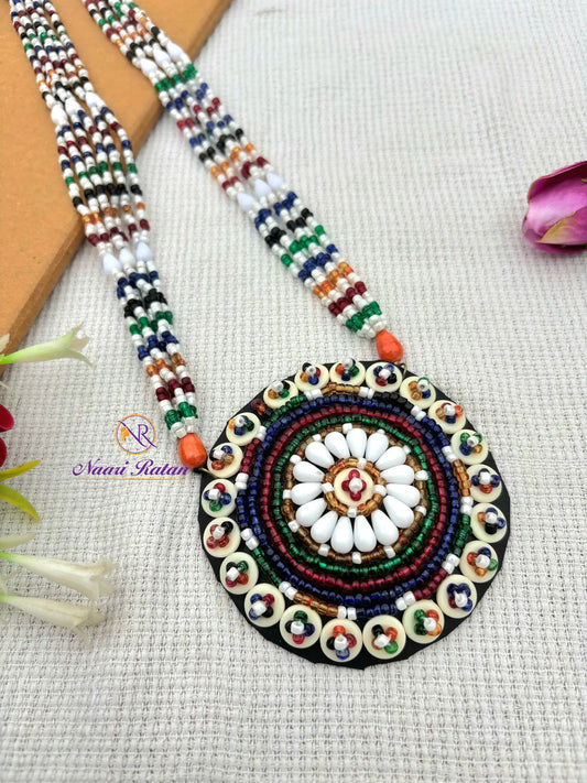 Kutchi Motira Neckpiece Naari Ratan - Multicolor beadwork necklace Closed View