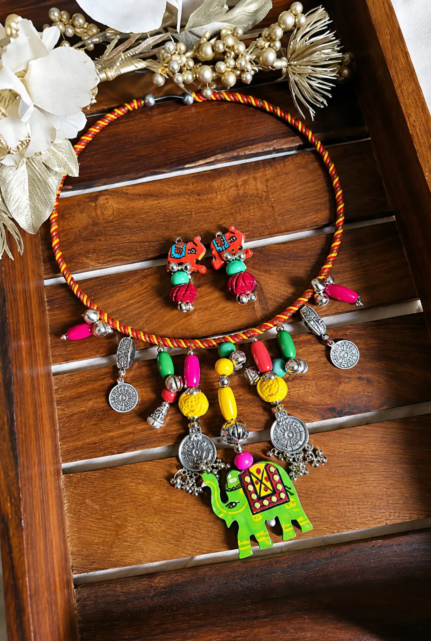 Navratri Hansli NH07 with matching earrings by Naari Ratan-48