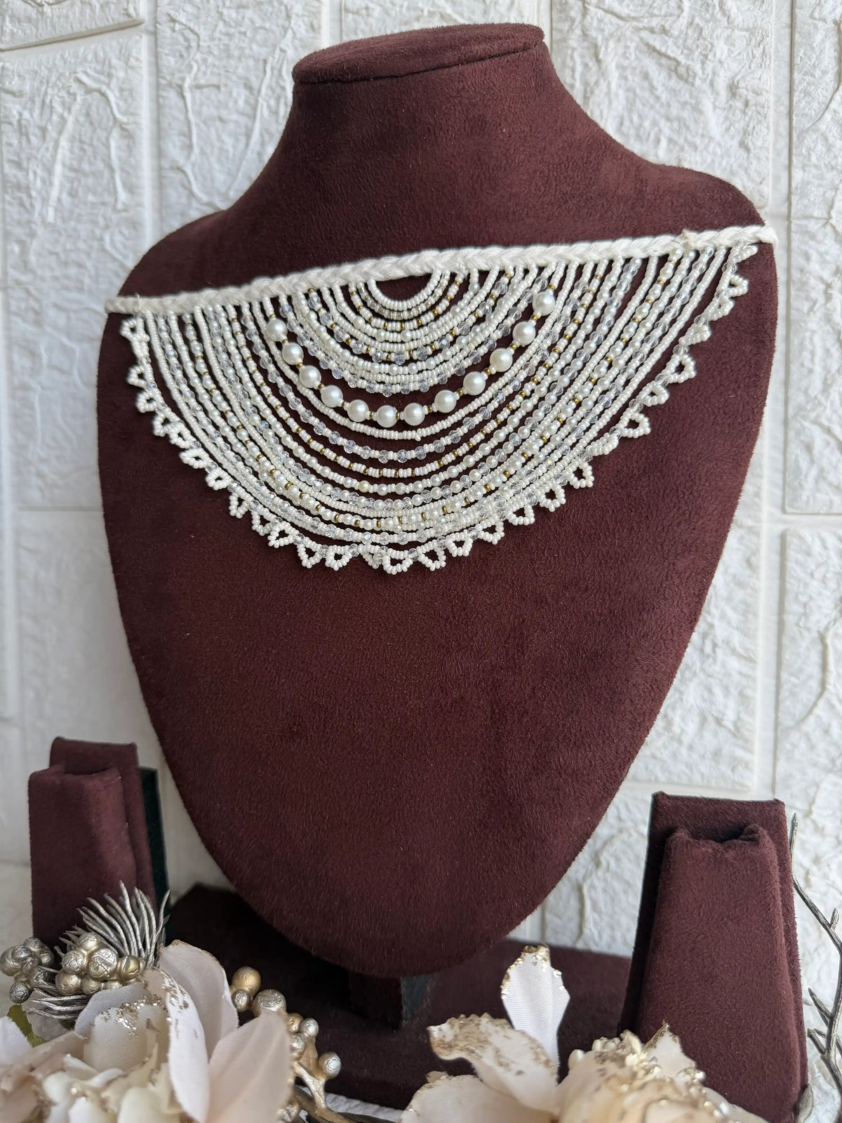 Rangeeli Layered Neckpiece Handcrafted braided choker with silver oxidized statement pendant by Naari Ratan side view