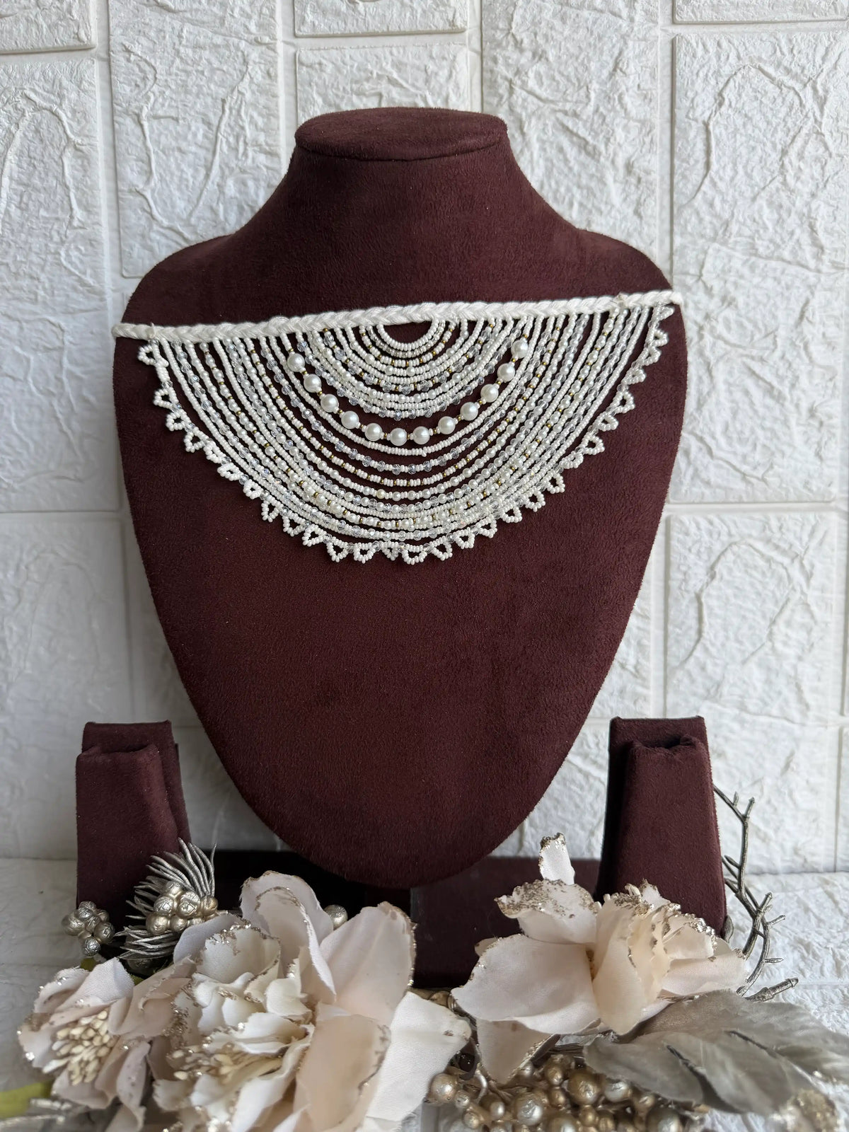 Rangeeli Layered Neckpiece Handcrafted braided choker with silver oxidized statement pendant by Naari Ratan near view