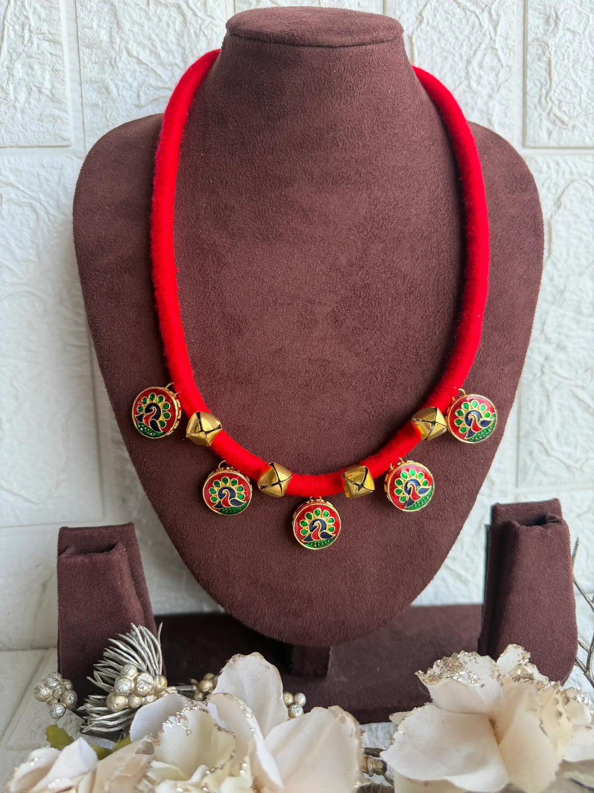 Rangeeli Layered Neckpiece Handcrafted braided choker with silver oxidized statement pendant by Naari Ratan