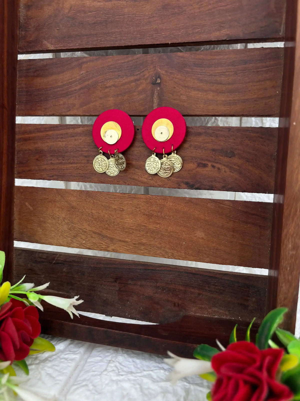 Rangeen Earrings By Naari Ratan Pink colour earrings with Brass Jumkha