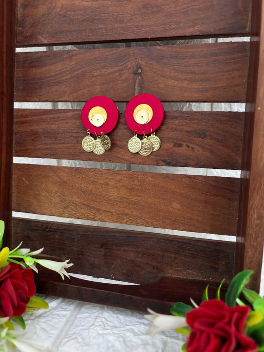 Rangeen Earrings By Naari Ratan Pink colour earrings with Brass Jumkha