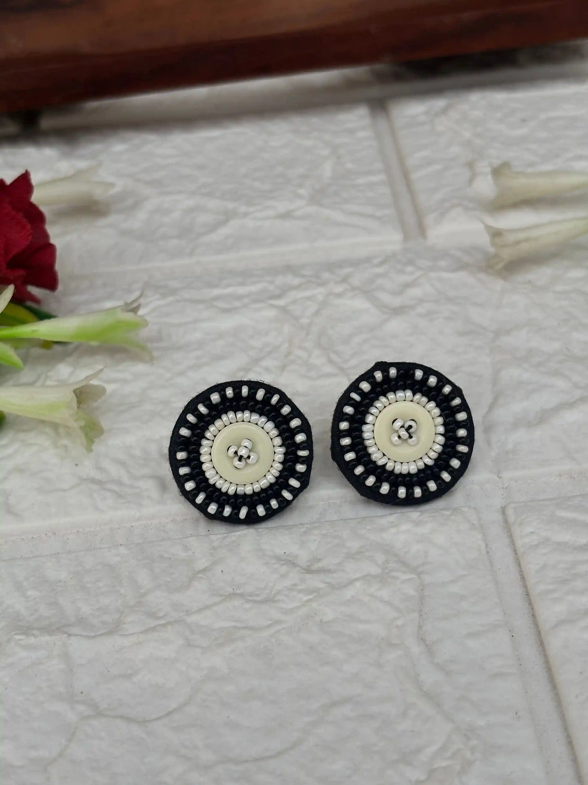 Rangeen Earrings By Naari Ratan White and Black Beads Work with Unique look for festive wear