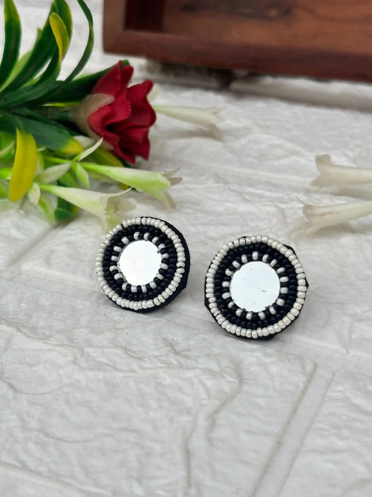 Rangeen Earrings By Naari Ratan White and Black Beads Work with Unique earrings look for festive wear
