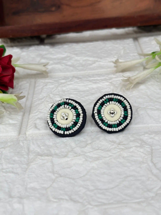 Rangeen Earrings By Naari Ratan White green and white Beads Work with Unique earrings look for festive wear