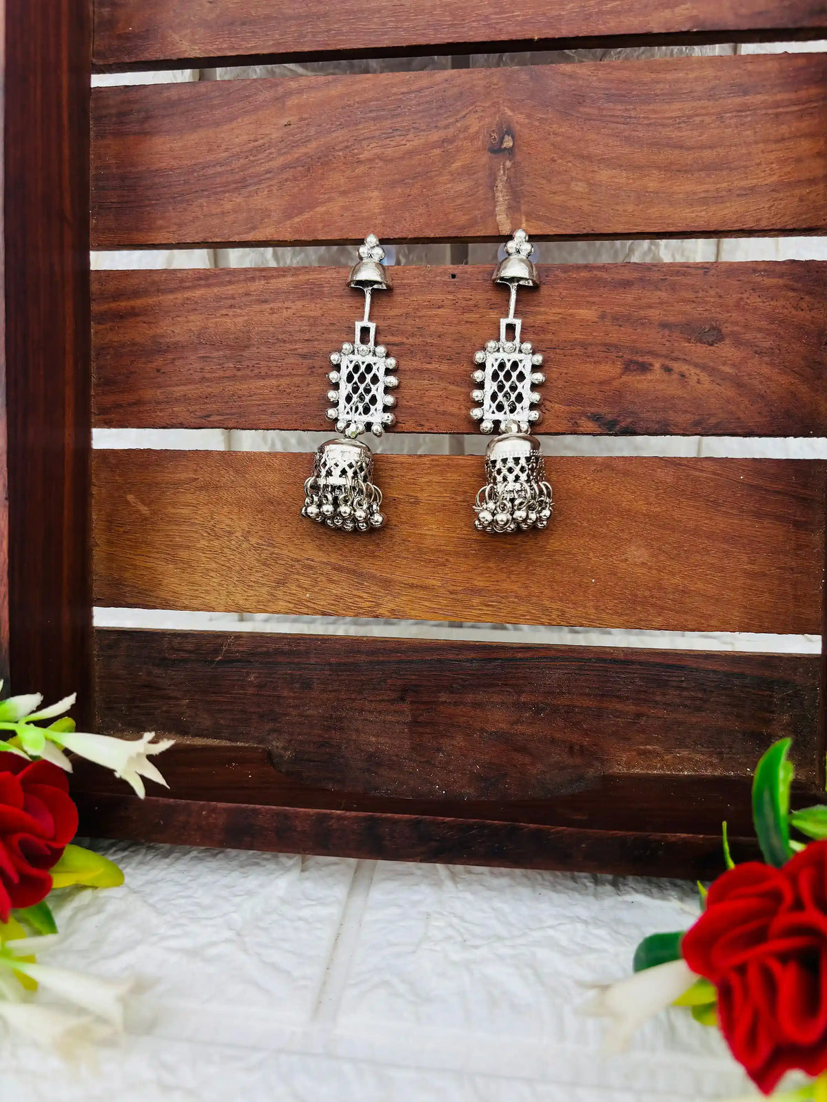 Rangeen Earrings By Naari Ratan Silver  Oxidized Charm and jumkha Earrings