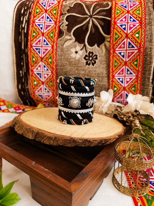 Handmade Bangles B01 by Naari Ratan with traditional mirror and thread work design.