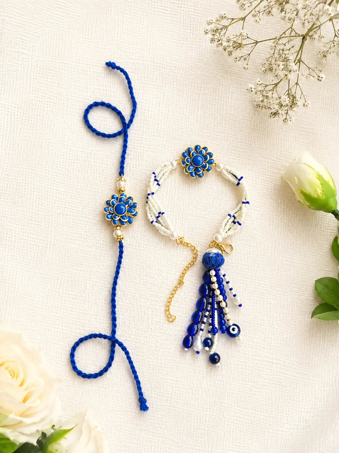 Bhai Bhabhi Lumba Rakhi BBL04 handmade Rakhi set by Naari Ratan