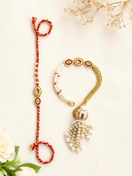 Bhai Bhabhi Lumba Rakhi BBL05 handmade Rakhi set by Naari Ratan