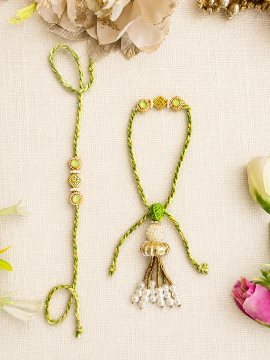 Bhai Bhabhi Lumba Rakhi BBL09 handmade Rakhi set by Naari Ratan