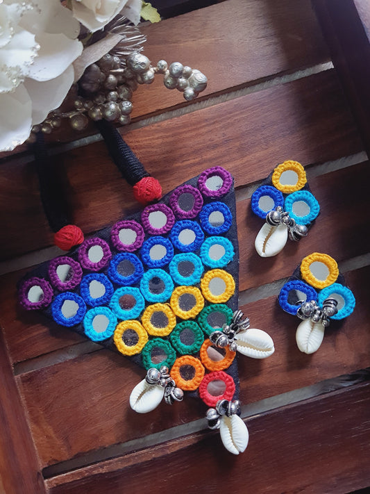  Woman wearing Handmade Multicolour Necklace Set NNS01 by Naari Ratan