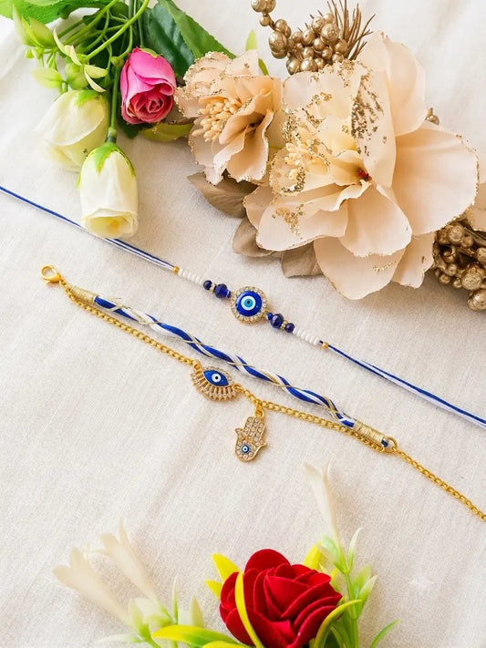 Handmade Bhai Bhabhi Rakhi RBB20 with Evil Eye Design by Naari Ratan