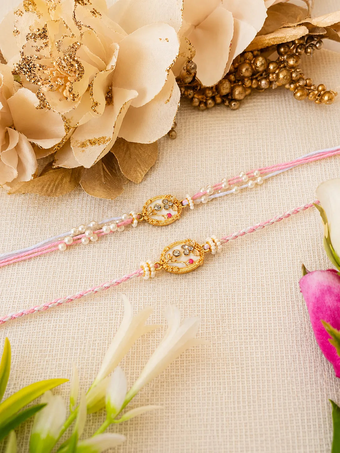 Handmade Bhai Bhabhi Rakhi RBB30 by Naari Ratan with pearl detailing
