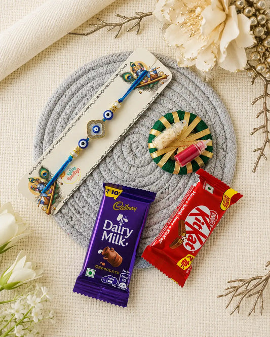 Rakhi Hamper RH01 with Rakhi and festive treats by Naari Ratan