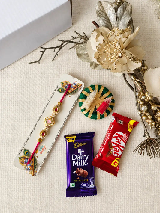 Rakhi Hamper RH04 with Rakhi and festive treats by Naari Ratan