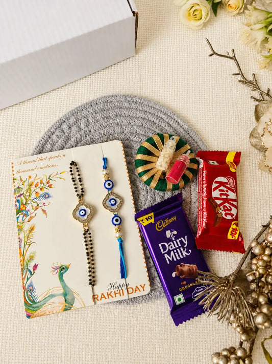 Rakhi Hamper RH05 with Rakhi and festive treats by Naari Ratan