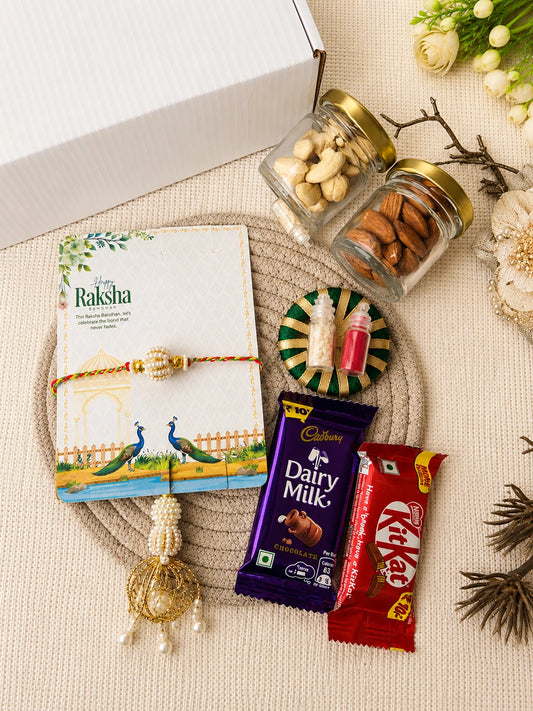 Rakhi Hamper RH07 with Rakhi and festive treats by Naari Ratan