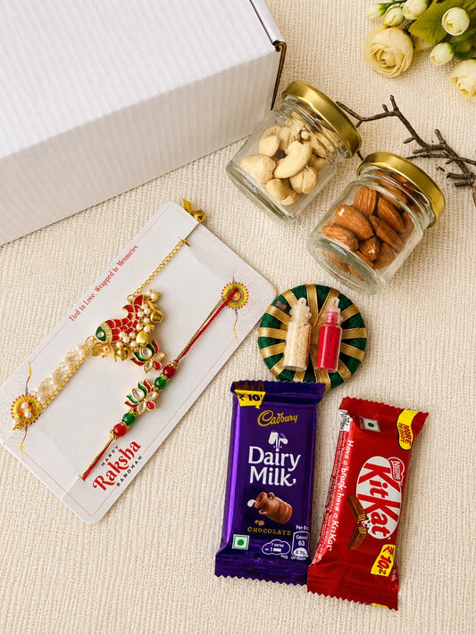 Rakhi Hamper RH09 with Rakhi and festive treats by Naari Ratan