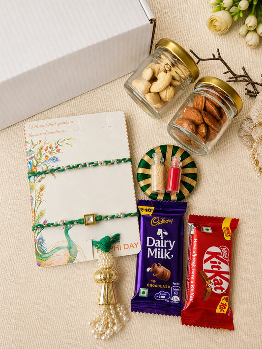 Rakhi Hamper RH10 with Rakhi and festive treats by Naari Ratan