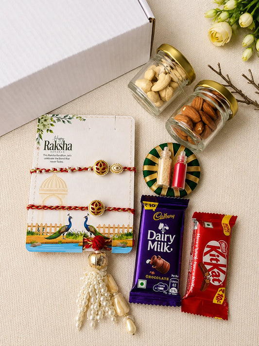 Rakhi Hamper RH11 with Rakhi and festive treats by Naari Ratan