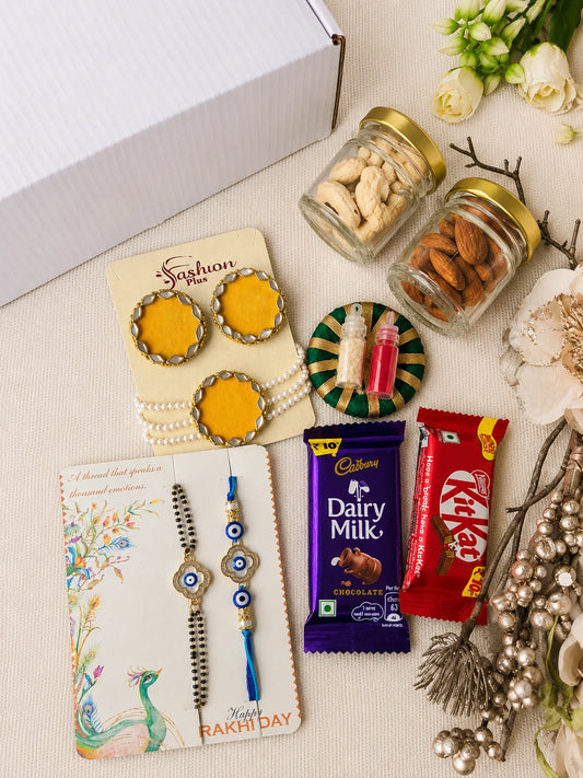 Rakhi Hamper RH13 with Rakhi and festive treats by Naari Ratan